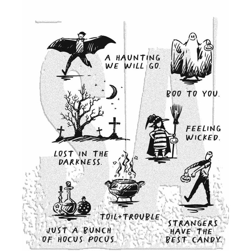 Tim Holtz Cling Stamps 7"X8.5" - Halloween Sketchbook