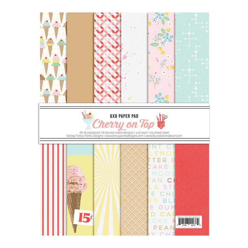 Fancy Pants Designs Double-Sided Paper Pad 6in x 8in  24 pack  A Cherry On Top, 6 Designs/4 Each*