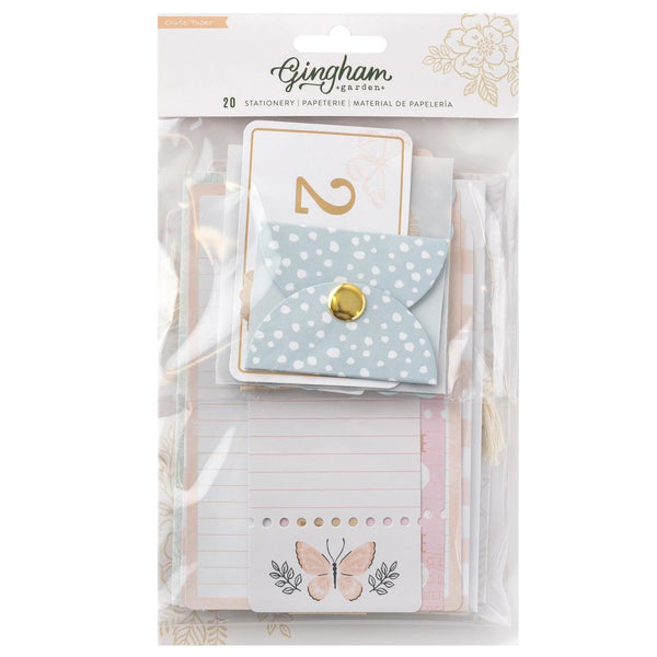 Crate Paper Gingham Garden Stationery Pack 20-pack with Gold Foil*