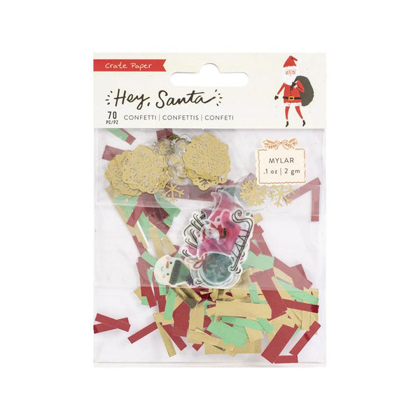 Crate Paper Hey, Santa Confetti Set 70 Pack - Acetate, Vellum & Mylar