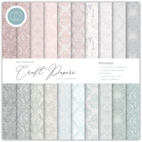 Craft Consortium Double-Sided Paper Pad 6"X6" 40 pack - Baroque, 20 Designs