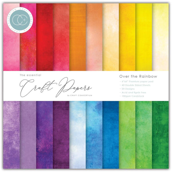 Craft Consortium Double-Sided Paper Pad 6"X6" 40-pack -  Over The Rainbow (20 designs)