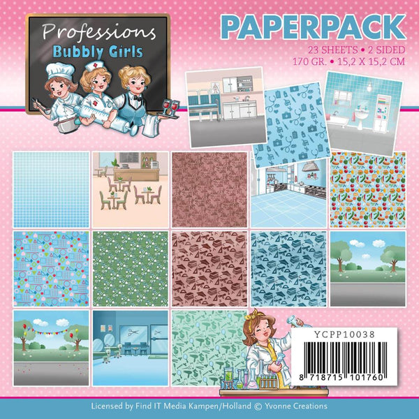 Find It Trading Yvonne Creations Paper Pack 6in X6in  23 pack - Bubbly Girls Professions, Double-Sided*