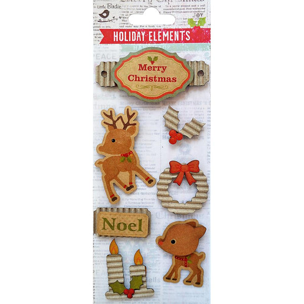 Little Birdie Christmas Sticker Embellishment 7 pack  Noel*