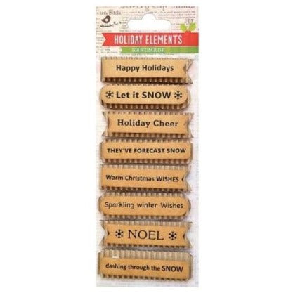 Little Birdie Corrugated Kraft Printed Panels Words 8 pack  Noel*