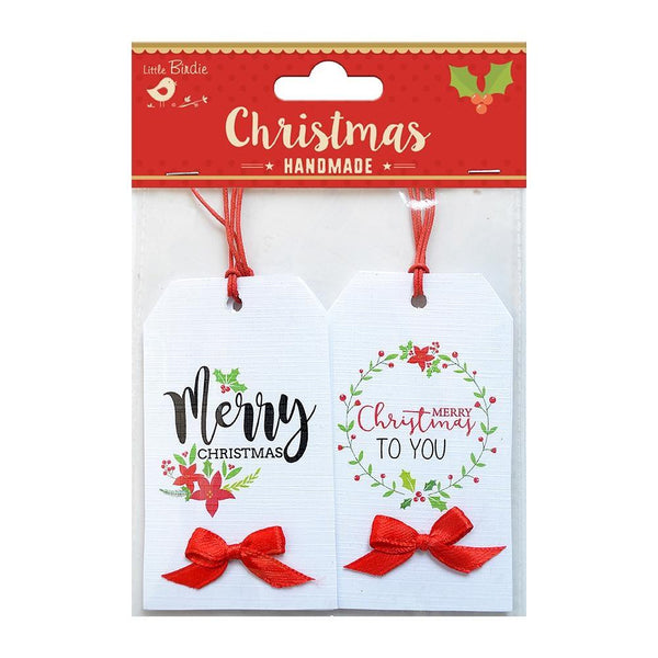 Little Birdie Printed Tags With Bows 4 pack  Holiday Elements*