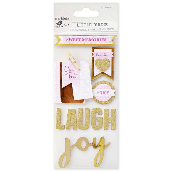 Little Birdie Love Foil Embellishment 10 pack - Love Laugh Joy*
