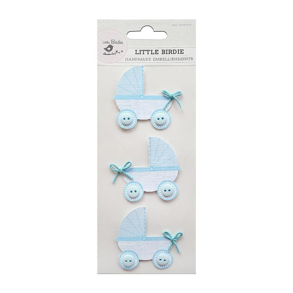 Little Birdie Baby Embellishment 3 pack - Bubbly Blue Pram