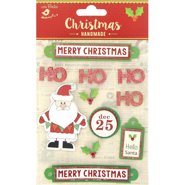 Little Birdie Christmas Sticker Embellishment 11 pack  Santa*