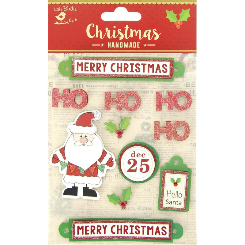 Little Birdie Christmas Sticker Embellishment 11 pack  Santa*