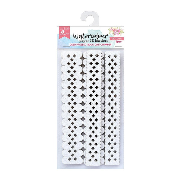 Little Birdie 3D Border Watercolour Paper 6" 4 pack - Dot & Deckles