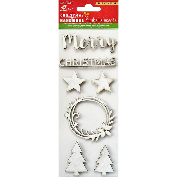 Little Birdie Christmas Sticker Embellishment 7 pack  Tone*