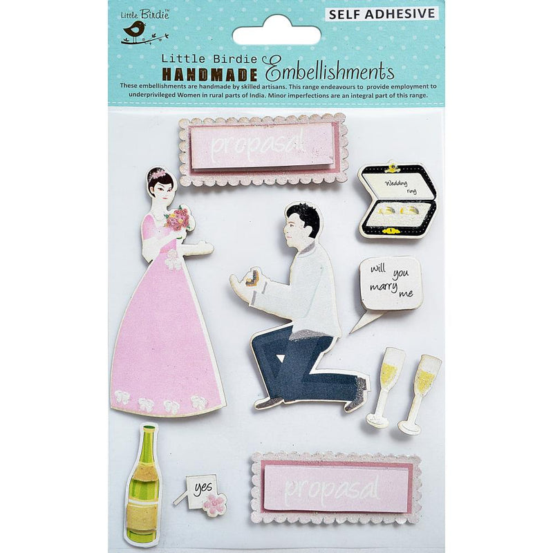 Little Birdie 3D Embellishment 11/Pkg Romantic Proposal