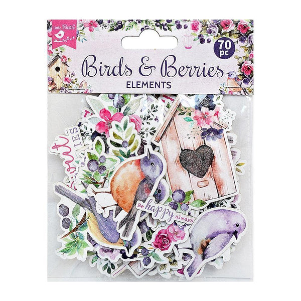 Little Birdie Ephemera Elements 70 pack - Birds And Berries