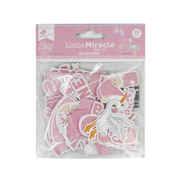 Little Birdie Little Miracle Ephemera 90 pack - Baby Girl