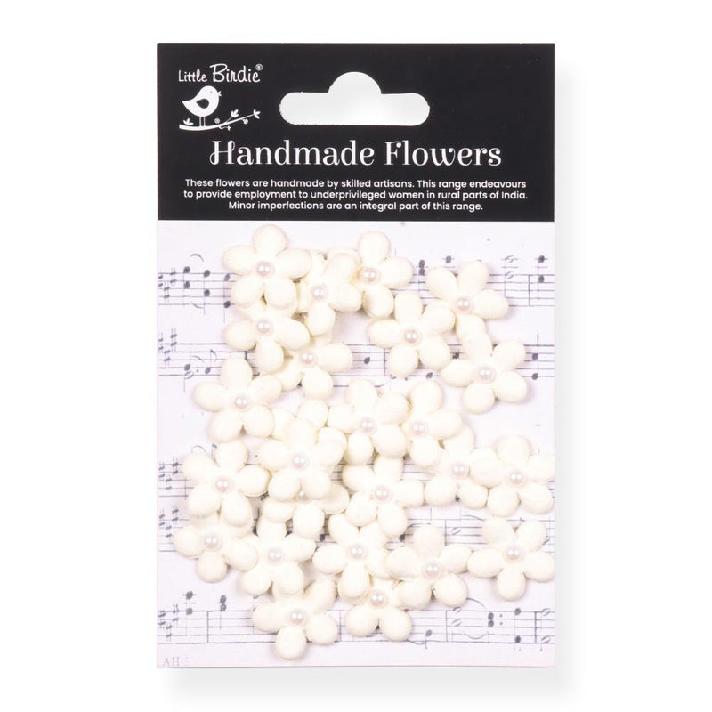 Little Birdie Janice Paper Flowers 25/Pkg Ivory Pearl