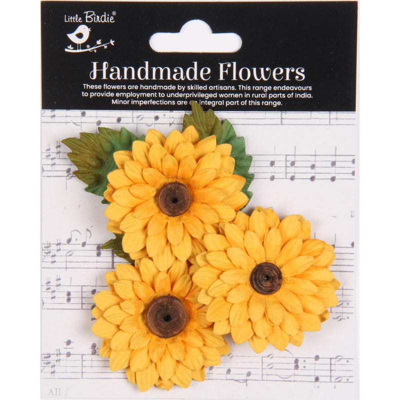 Little Birdie Floral Embellishment 3/Pkg Sunshine Sunflower