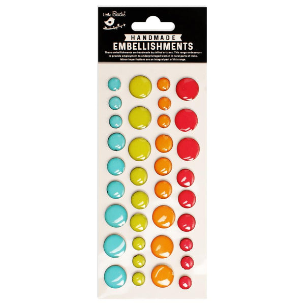 Little Birdie Resin Embellishments 36/Pkg Glassy Dots