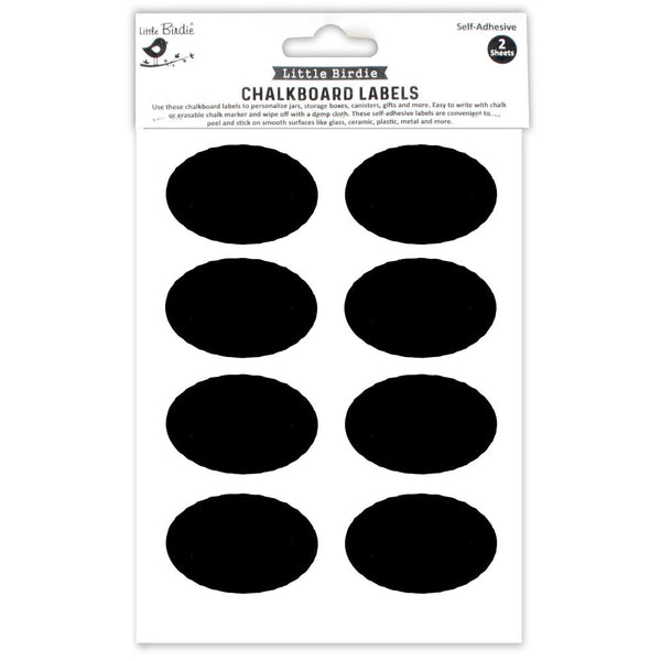 Little Birdie Chalkboard Labels Sticker Sheet Oval*