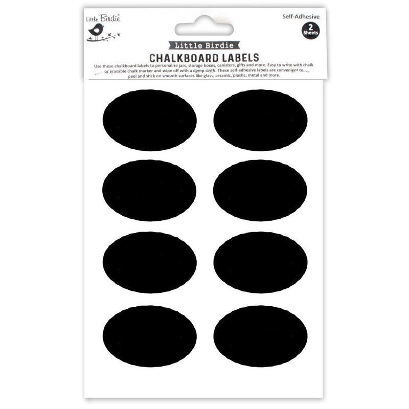 Little Birdie Chalkboard Labels Sticker Sheet Oval*