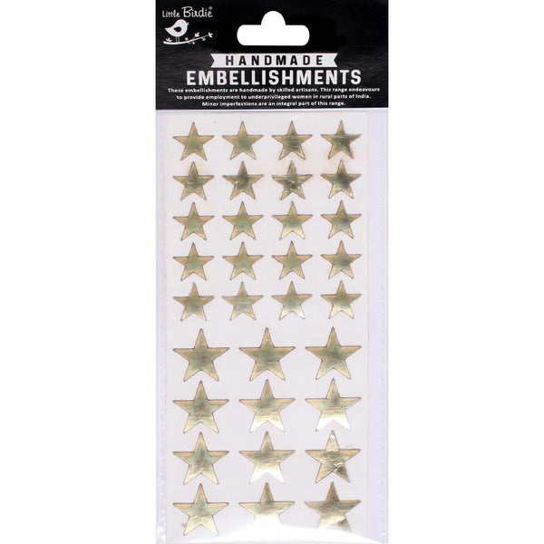 Little Birdie Sticker Sheet 32/Pkg Golden Stars*