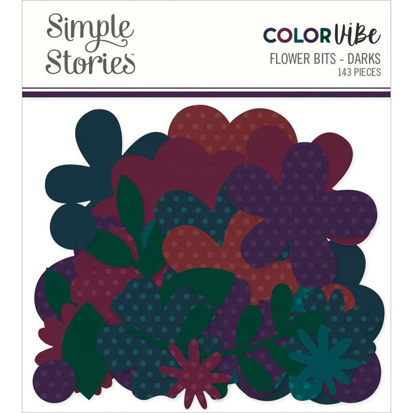 Simple Stories Colour Vibe Cardstock Flowers Bits & Pieces 143pack Darks