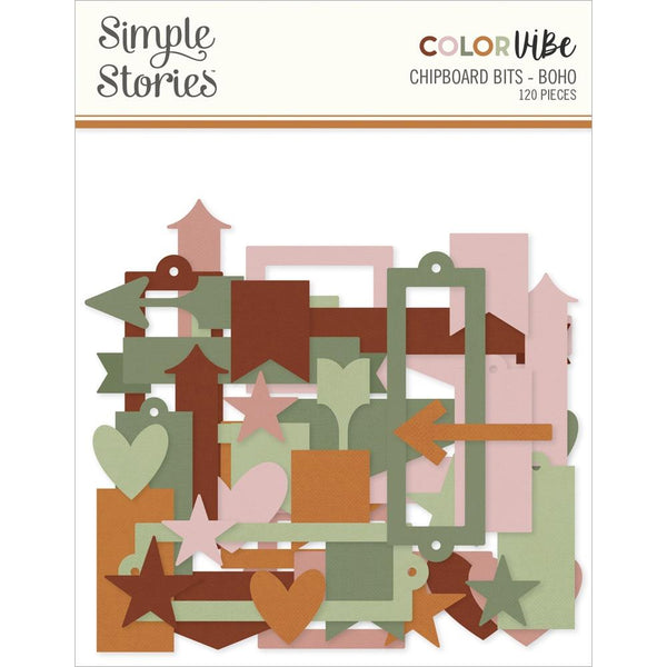 Simple Stories Colour Vibe Chipboard Bits & Pieces 120pack Boho