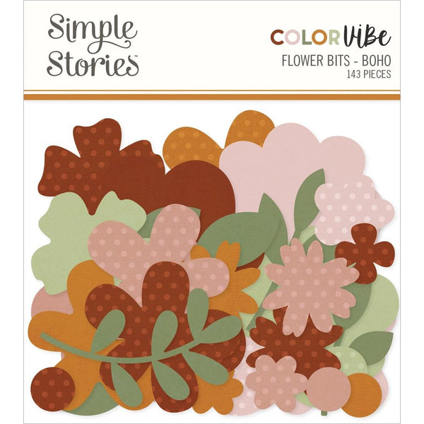 Simple Stories Colour Vibe Cardstock Flowers Bits & Pieces 143pack Boho