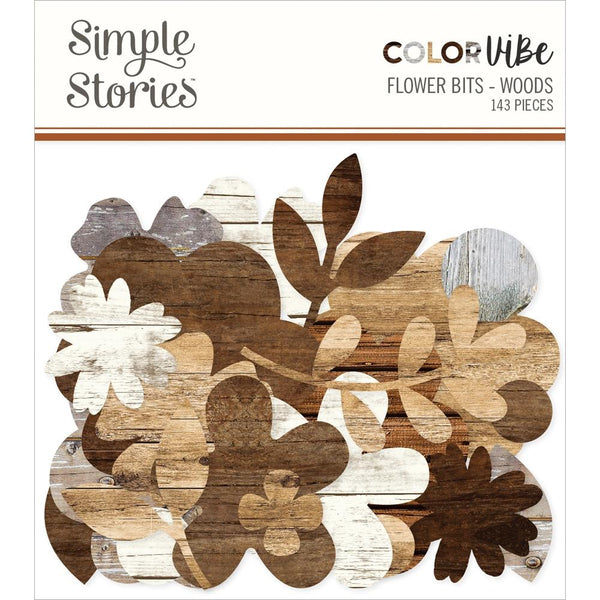 Simple Stories Colour Vibe Cardstock Flowers Bits & Pieces 143pack Woods