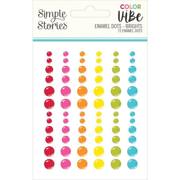 Simple Stories Colour Vibe - Enamel Dots Embellishments 72 pack - Brights