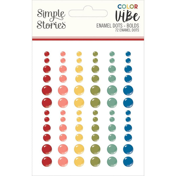 Simple Stories Colour Vibe - Enamel Dots Embellishments 72 pack - Bolds*