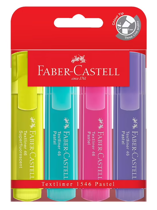 Faber Castell Textliner 4/Pkg - Pastel*