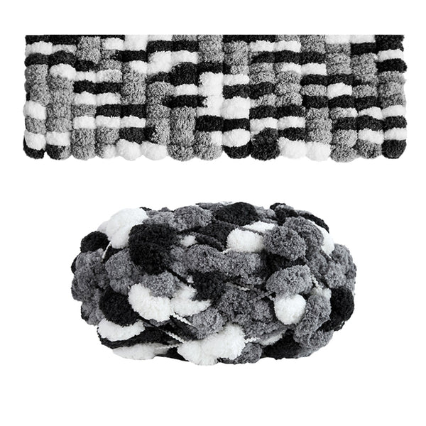Poppy Crafts Pom Pom Yarn 150g - Black/White/Grey