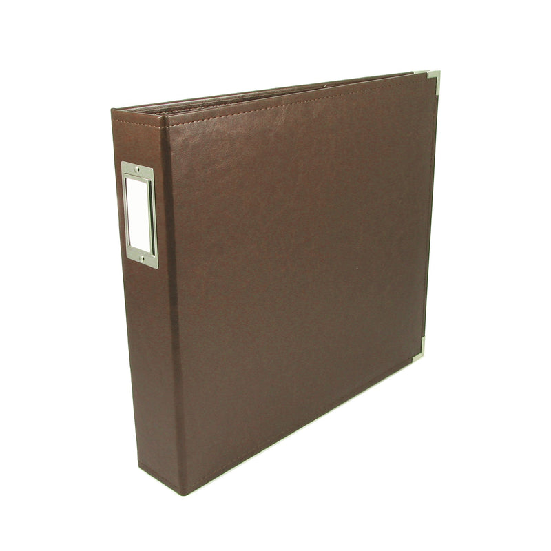 Universal Crafts Classic Leather 12"x12" Three Ring Album - Dark Chocolate