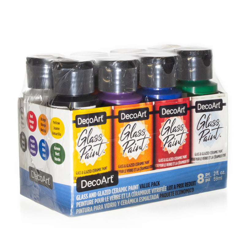 DecoArt Glass Paint Value Pack 8/Pkg - Primary / Basics