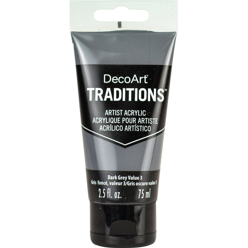 DecoArt Traditions Artists Acrylic Paint 2.54oz - Dark Grey Value 3*