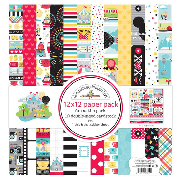 Doodlebug Double-Sided Paper Pack 12"x 12" 12 pack - Fun At The Park*