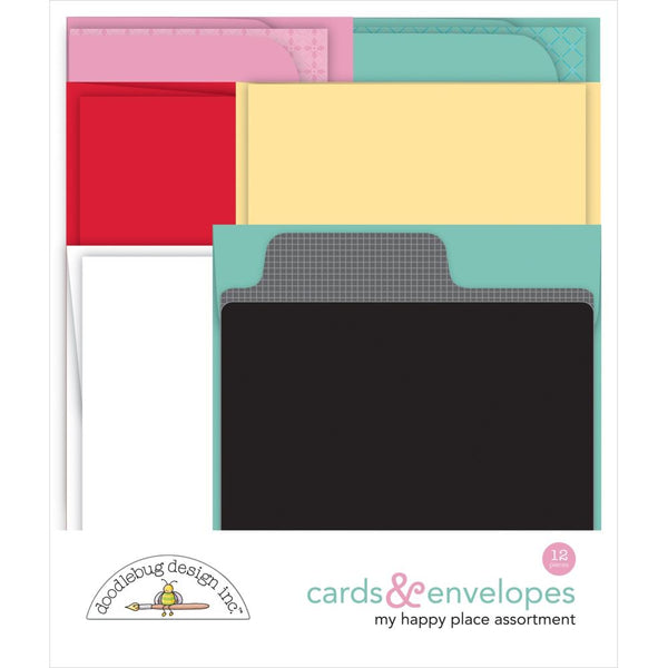 Doodlebug Cards & Envelopes 12 pack - My Happy Place*