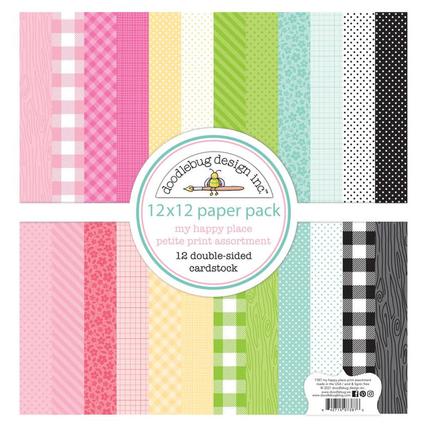 Doodlebug Petite Prints Double-Sided Cardstock 12"x 12" 12 Pack - My Happy Place, 12 Designs/1 Each*