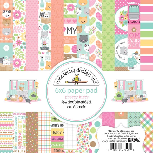 Doodlebug Double-Sided Paper Pad 6"X6" 24 pack  Pretty Kitty
