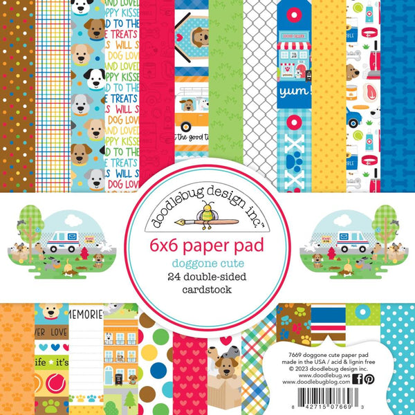 Doodlebug Double-Sided Paper Pad 6"X6" 24 pack  Doggone Cute