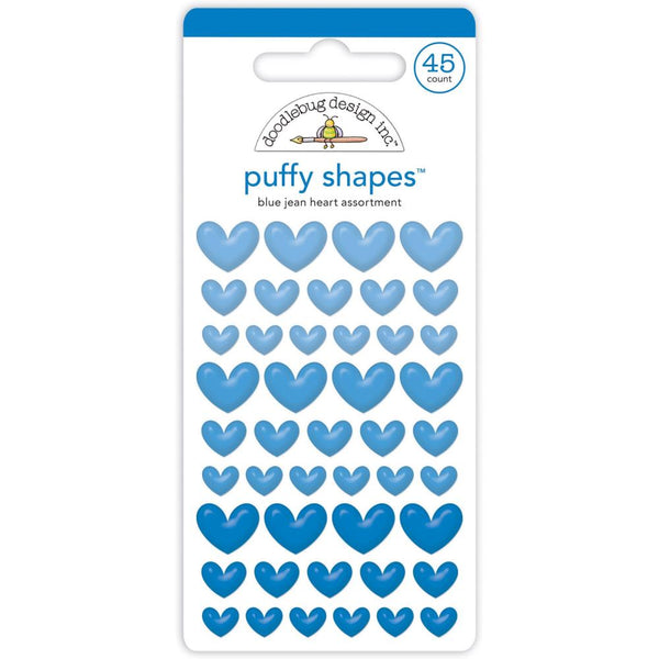 Doodlebug Puffy Stickers Blue Jean Heart