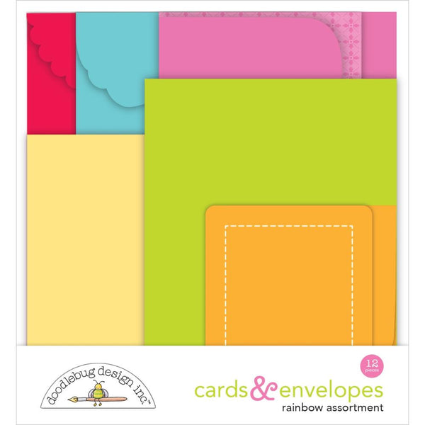 Doodlebug Cards & Envelopes 12-pack  Rainbow Assortment*