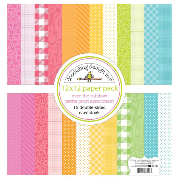 Doodlebug Petite Prints double-sided cardstock 12"X12" (12-Pk) Over The Rainbow (12 Designs /1 Each)