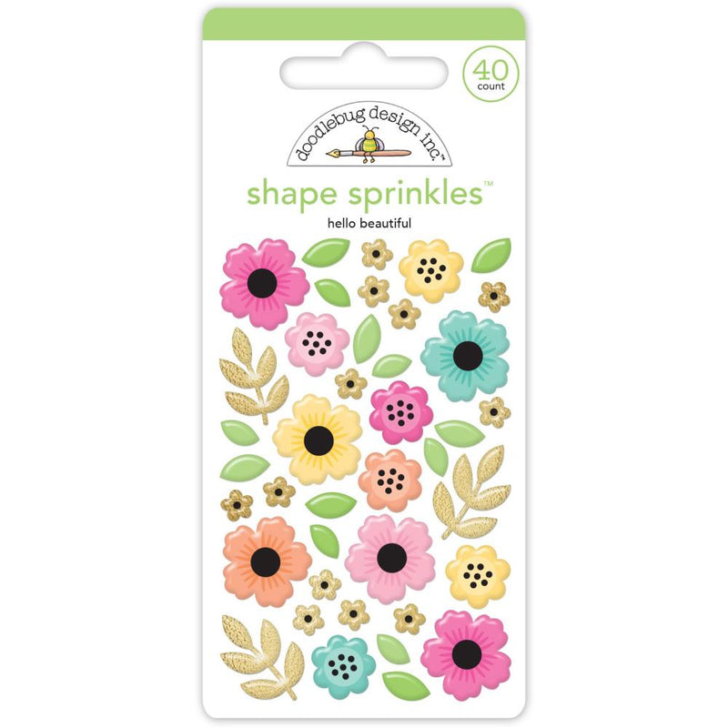 Doodlebug Sprinkles Adhesive Enamel Shapes Hello Beautiful, Hello Again
