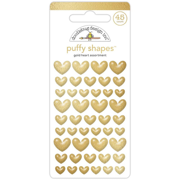 Doodlebug Puffy Stickers Gold Heart, Hello Again