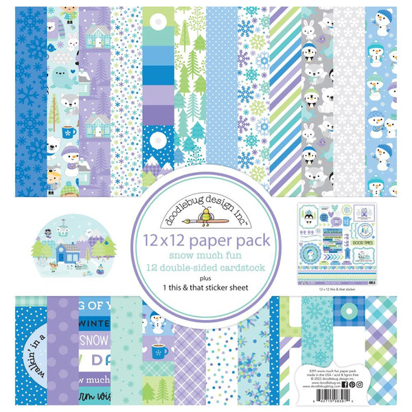 Doodlebug Double-Sided Paper Pack 12"X12" 12/Pkg Snow Much Fun