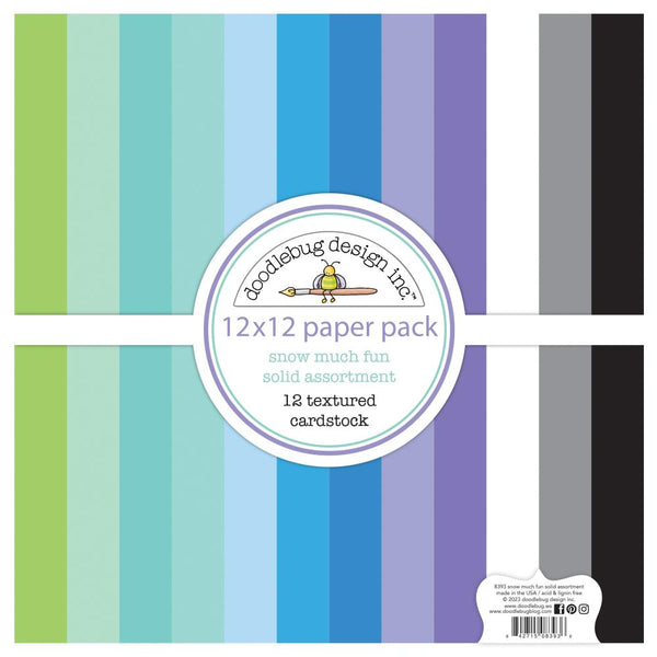 Doodlebug Double-Sided Paper Pack 12"X12" 12/Pkg Textured, Snow Much Fun