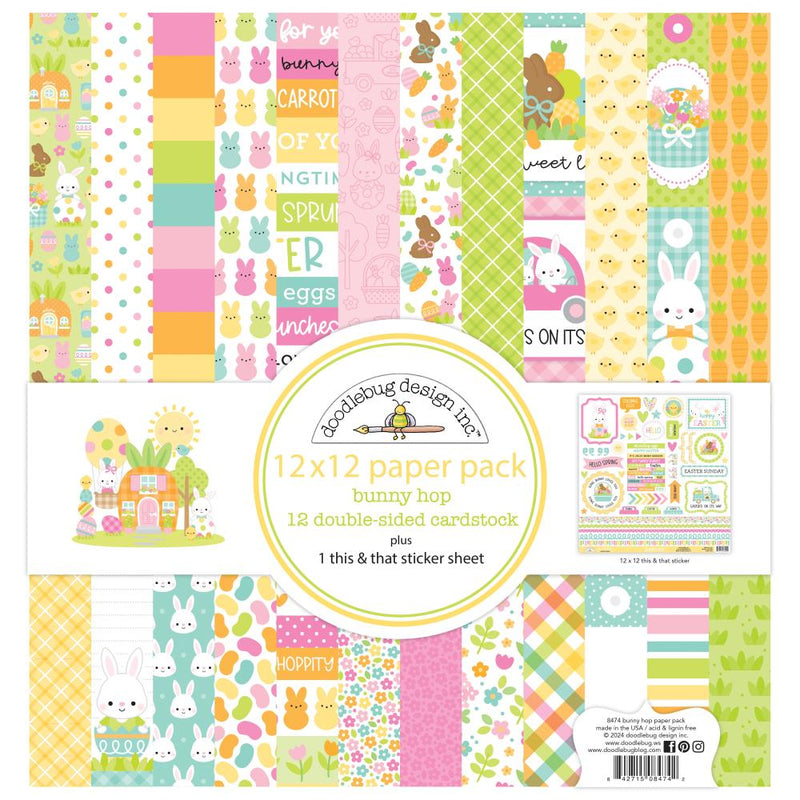 Doodlebug Double-Sided Paper Pack 12"X12" 12/Pkg Bunny Hop