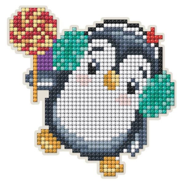 Collection D'Art Diamond Painting Magnet Kit 4.25"x 4.5" - Penguin With Earmuffs*